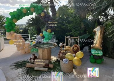Allestimenti tema giungla addobbi palloncini animali giungla evento compleanno tema safari Civitanova Senigallia