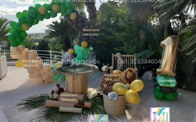 Allestimento giungla: tema addobbo giungla safari per feste compleanni