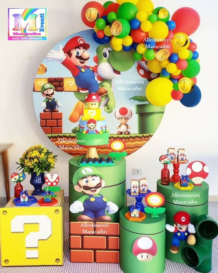 Allestimento tema Super Mario per il 1º compleanno del piccolo Mario⭐️  #domballoon #mariobrosparty #mariobros #supermario #mariobrosideas #mario, By Dom Balloon Art