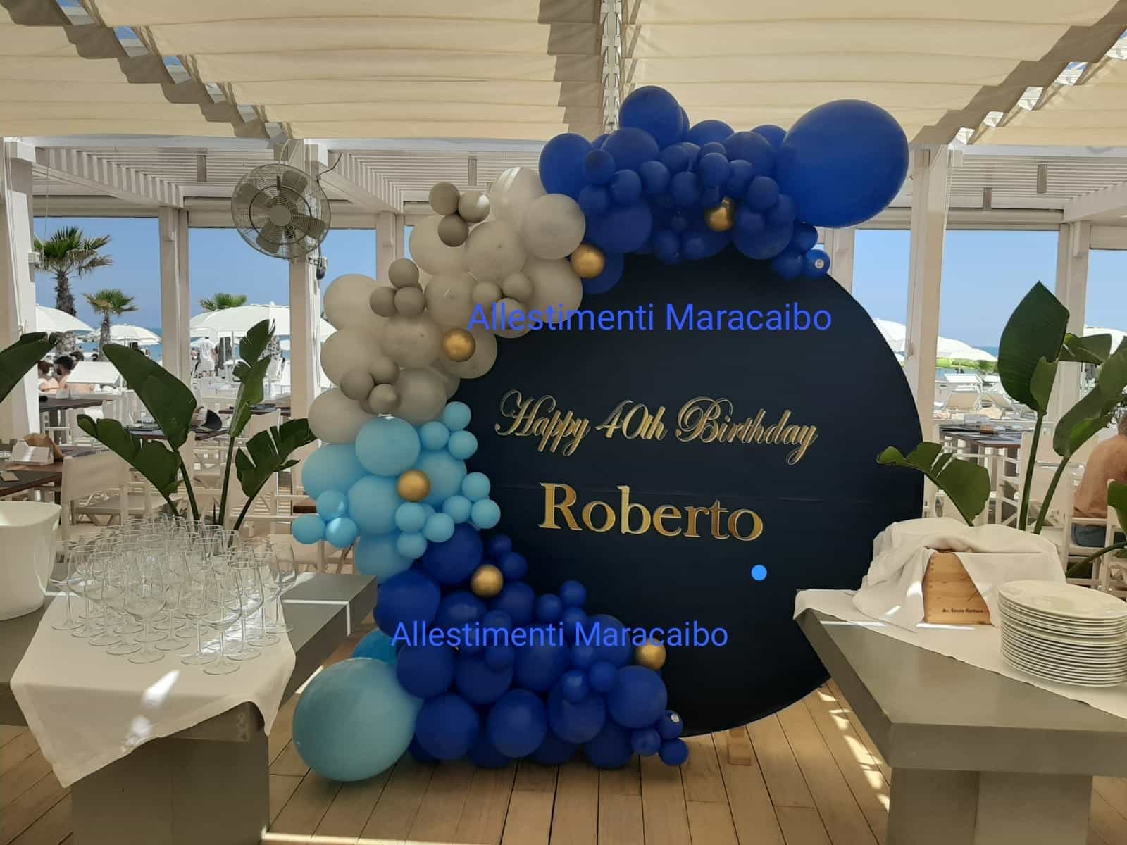 Set Decorazione Compleanno Blu E Bianco - Banner Con Scritta + 24 Palloncini (lattice, 30,5 Cm) + Nastri - Per Feste Adulte E Bambini