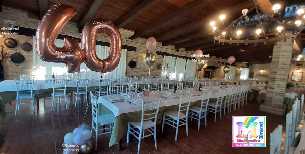 Allestimento quaranta cinquanta sessanta anni compleanno palloncini decorazioni Ancona Macerata Fano Fermo