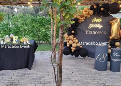 Compleanno 18 anni diciottesimo allestimento palloncini decorazioni Moretti Village Civitanova Marche