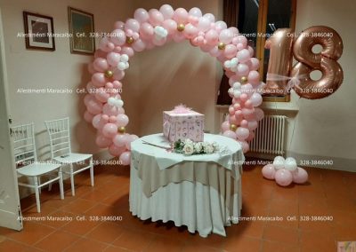 Compleanno 18 anni diciottesimo allestimento palloncini decorazioni addobbi Montemarciano Senigallia