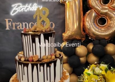 Compleanno 18 anni diciottesimo allestimento palloncini decorazioni torta cake design scenografica