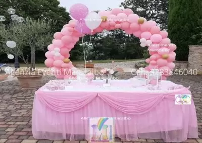 Allestimenti Umbria Perugia Foligno per compleanni battesimi archi stampe personalizzati palloncini decorazioni tavolo torta