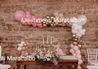 Allestimento Corridonia Tolentino comunione cresima palloncini addobbi decorazioni tavolo torta centrotavola Regione Marche